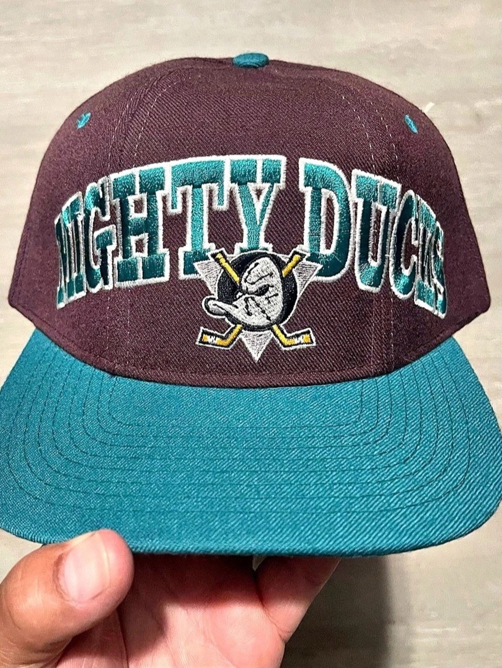 NWT 90s Starter Anaheim Mighty Ducks Snapback Cap Hat Purple Teal